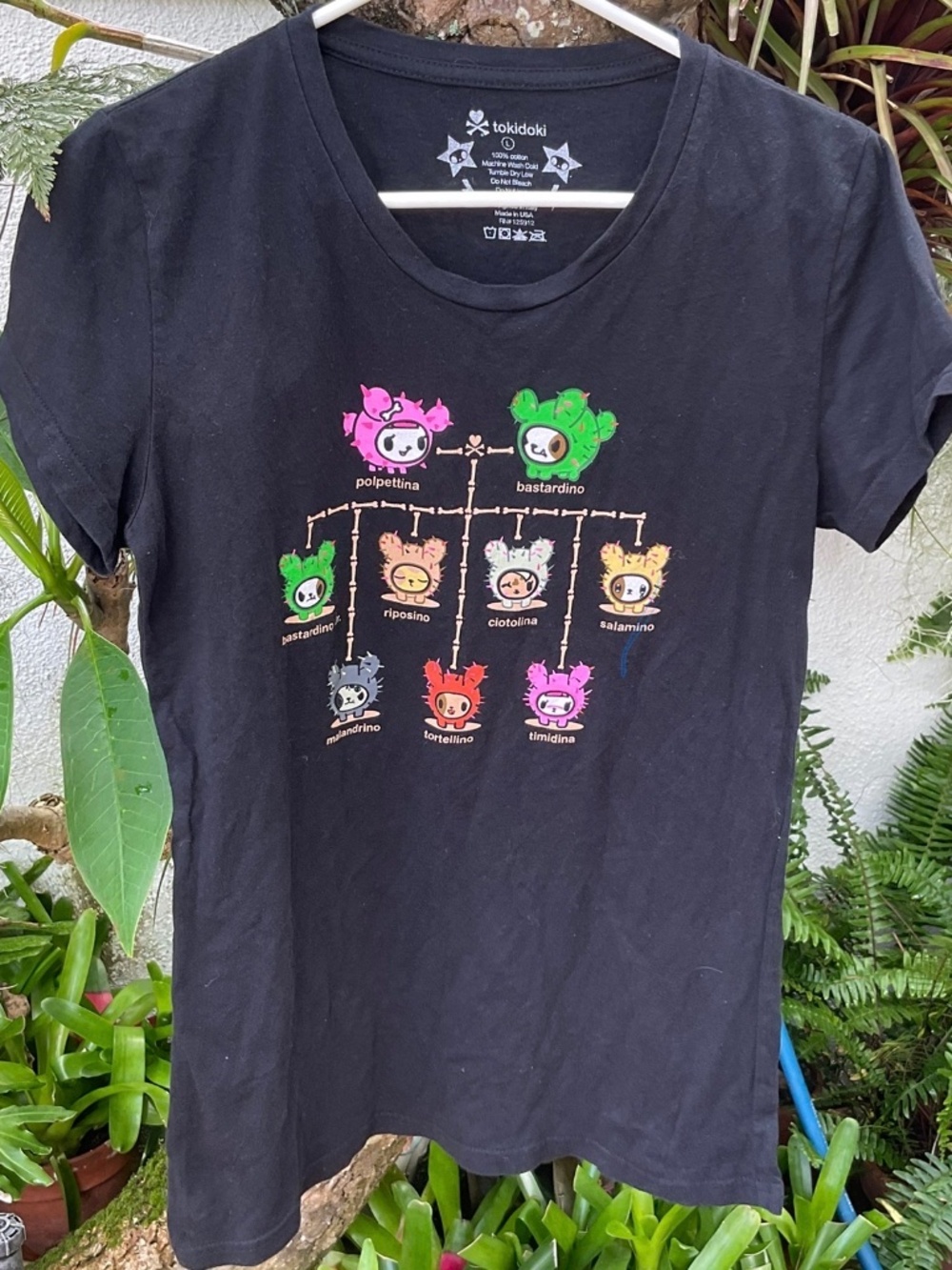 Tokidoki Cactus Black Family Tree T-Shirt   Size L
